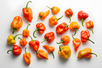 Fresh habanero peppers on a white background - obrazy, fototapety, plakaty