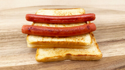 Delicious sausage and toast