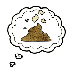 freehand drawn thought bubble textured cartoon steaming pile of poop