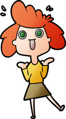 cartoon excited woman