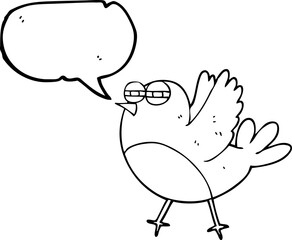 freehand drawn speech bubble cartoon bird