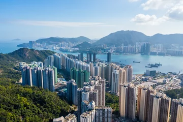 Foto op Plexiglas Top view of Hong Kong in kowloon side © leungchopan