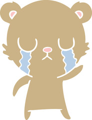 crying flat color style cartoon bear