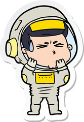 sticker of a cartoon stressed astronaut