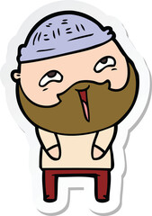 sticker of a cartoon happy bearded man