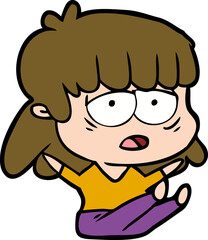 cartoon tired woman