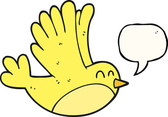 freehand drawn speech bubble cartoon bird