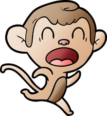 Obraz premium shouting cartoon monkey running