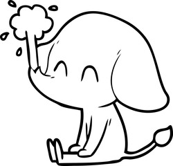 cute cartoon elephant spouting water