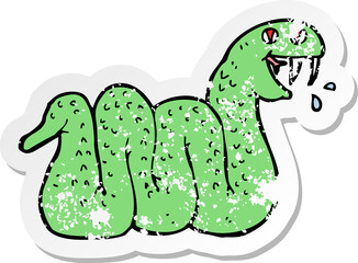 retro distressed sticker of a cartoon snake