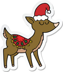 sticker of a cartoon reindeer