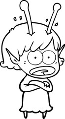cartoon shocked alien girl