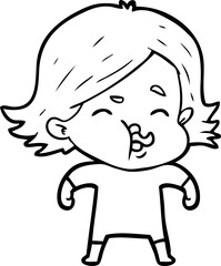 cartoon girl pulling face