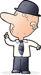 cartoon man wearing british bowler hat