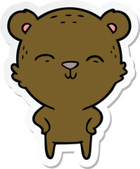 sticker of a happy cartoon bear with hands on hips