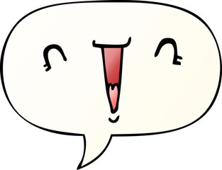 cute cartoon face with speech bubble in smooth gradient style