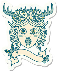 sticker of a elf druid character face
