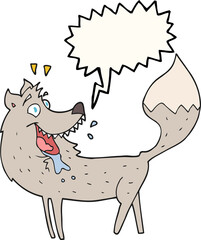 freehand drawn speech bubble cartoon wolf