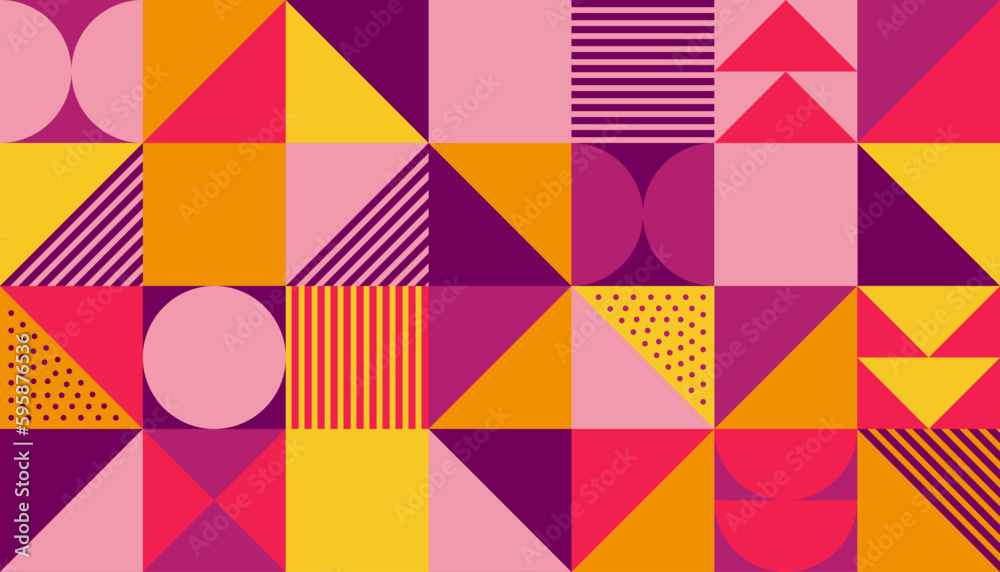 Leinwandbilder geometric pattern background, vector multicolor geometry print design with rectangles, squares and c