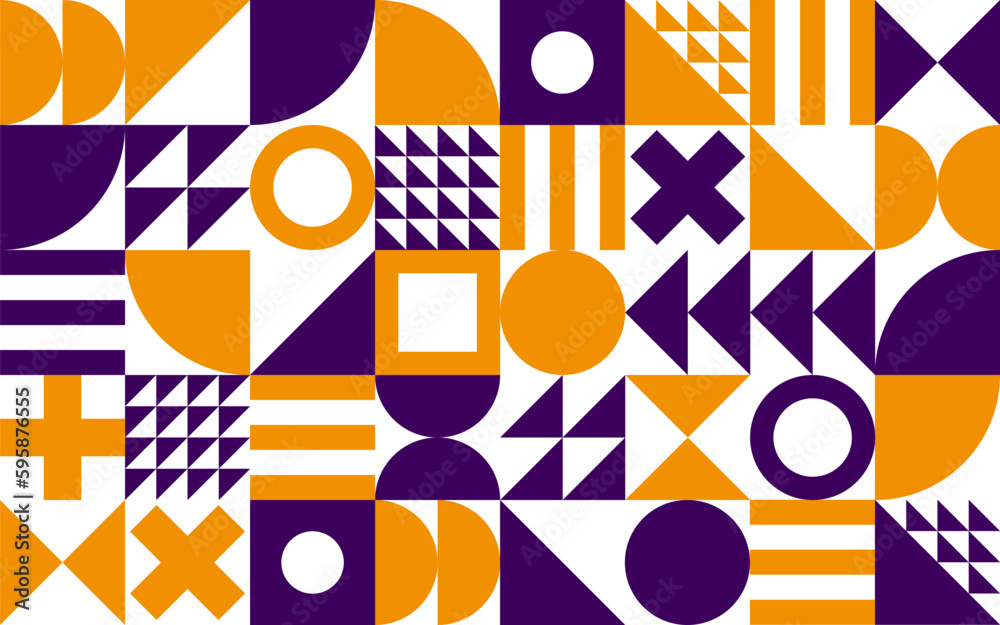 Aufkleber Geometric pattern background, vector multicolor geometry abstract print design with rectangles, squares and circles