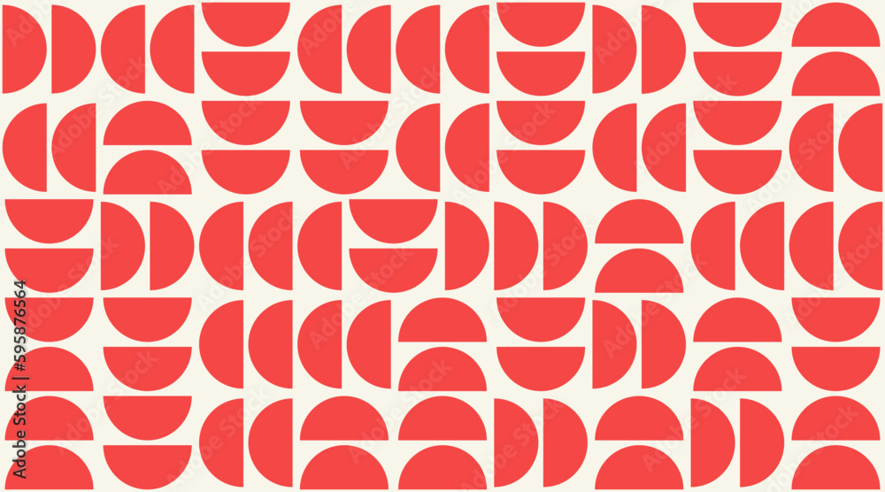 Poster Geometric pattern background, vector abstract contemporary multicolored trendy pattern. Seamless red circle background. Modern op-art