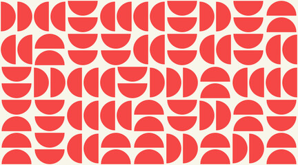 Geometric pattern background, vector abstract contemporary multicolored trendy pattern. Seamless red circle background. Modern op-art