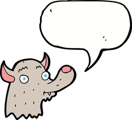 cartoon happy wolf with speech bubble