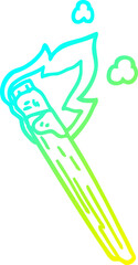 cold gradient line drawing of a cartoon burning torch brand