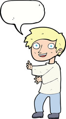 cartoon excited boy with speech bubble