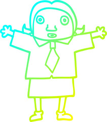cold gradient line drawing of a cartoon school girl