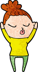 cartoon calm woman