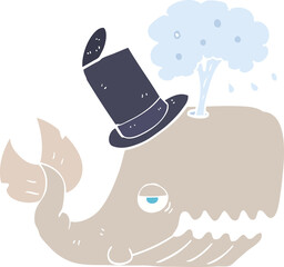 flat color illustration of whale spouting water