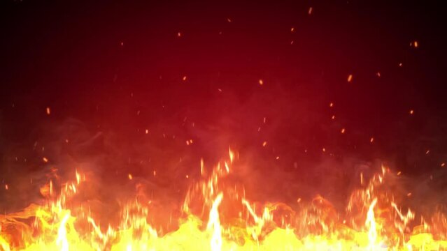 fire line with sparks on red background.Seamless loopable animation.4k