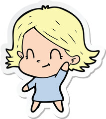 sticker of a cartoon friendly girl