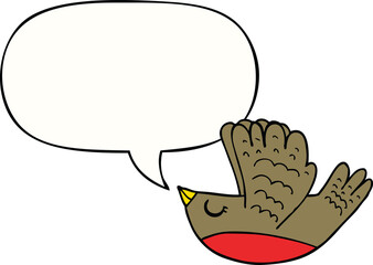 cartoon flying bird with speech bubble