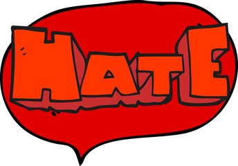 freehand drawn speech bubble cartoon word Hate