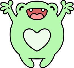cartoon of a happy frog in love