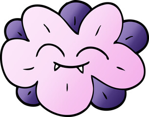 cartoon doodle flower with fangs