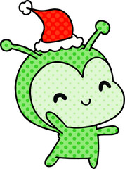 hand drawn christmas cartoon of kawaii alien