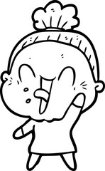 cartoon happy old woman