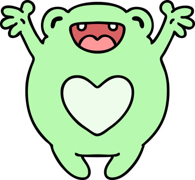 cartoon of a happy frog in love