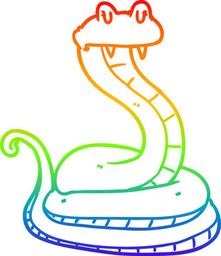 recommend clip art: rainbow gradient line drawing of a cartoon snake