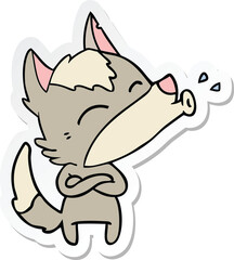 sticker of a howling wolf cartoon