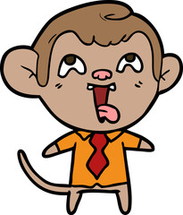 crazy cartoon monkey in shirt and tie