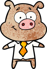 happy cartoon pig boss
