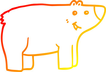 warm gradient line drawing of a cartoon bear