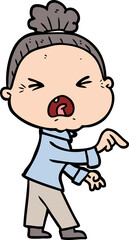 cartoon angry old woman