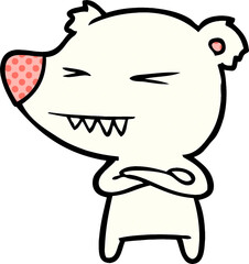 angry polar bear cartoon with folded arms