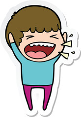 Obraz premium sticker of a cartoon laughing man