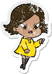 distressed sticker of a cartoon stressed woman